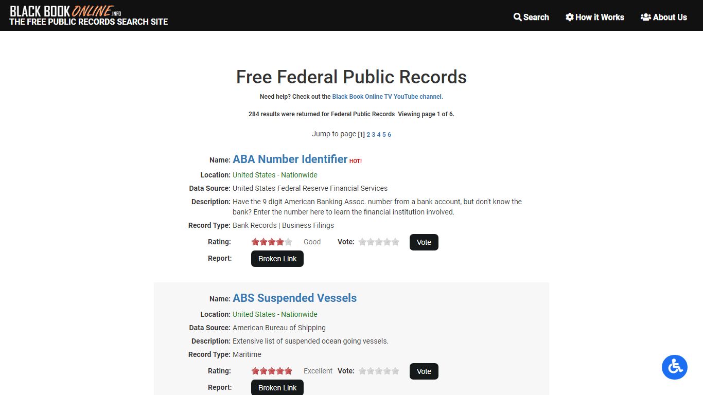 Free Federal Public Records - Black Book Online